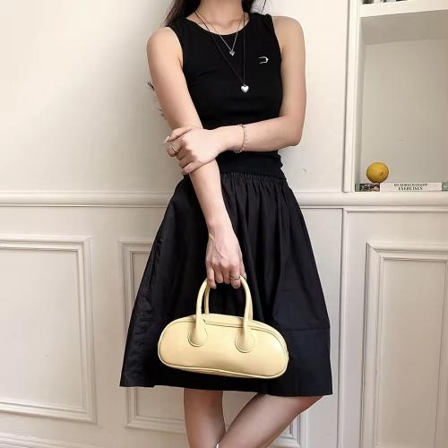 Supplier Korea Rectangle Design Fashion Handbag Simple PU Soft Leather Shoulder Ladies Handle Tote Bag