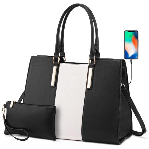 LOVEVOOK new style 2pcs Shoulder Bag with clutch wallet quality PU Handbag business work travel women laptop tote Briefcases bag