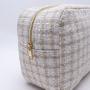 New Trendy Customize Portable Plaid Cloth Mini Zipper Stand Up Accessories Toiletry Bags Travel Makeup Bag Tweed Cosmetic Pouch