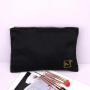 Custom Embroidery Printed Black Satin Hair Extension Travel Zipper Bag Fashion Soft Matte Zipper Packaging Cosmetic Makeup Pouch