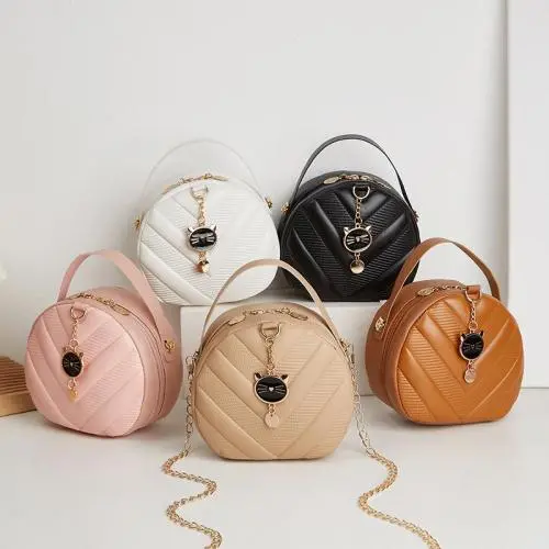 Women's Small Round Bag 2024 New Women's Shoulder Crossbody Bags Cheap Wholesale Women's Embossed Small Handbag Mobile Phone Bag