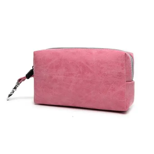 2024 New Style Water Resistant Pink PU Leather Travel Toiletry Bag Large Cosmetic Bag Makeup Organizer With big promotion
