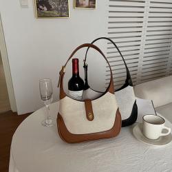 2023 New Summer Vintage Armpit Bags Retro Contrast Color Bags For Women Canvas Stitching Sac Main Femm Sac Handbag Manufacturer