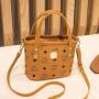 Hot Sale Women Small Bucket Bag Cheap Wholesale Handbags Ladies Shoulder Bags Causal Tote Bag PU Polyester Single Lady Purse