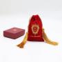 Custom Gold Logo Printed Tassels Small Velvet Bag For Necklace Red Soft Luxury Velvet Jewelry Pouch