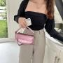 New Design Korean PU Soft Leather Pleated Hand Bag Female Fashion Candy Color Mini Clutch Bag Cylinder Handbag