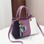 Women Luxury Designer Fashion With Pom Pon Crossbody Bags PU Ladies Hanging Decoration Purses Checks Zipper Square Handbag