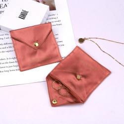 Wholesale Custom Logo Printing Small Silk Satin Envelope Jewelry Pouch Bracelet Storage Silk Jewelry Bag