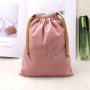 Custom Embroidery Pink Velvet Drawstring Wedding Party Gift Jewelry Storage Bag Recycled Soft Velvet Dust Pouch