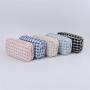 Keymay RTS Personalized Chenille Patches Cute Girls Tweed Plaid Checkered Zip Makeup Bag Toiletry Travel Bag Small Cosmetic Bag