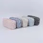Keymay RTS Personalized Chenille Patches Cute Girls Tweed Plaid Checkered Zip Makeup Bag Toiletry Travel Bag Small Cosmetic Bag