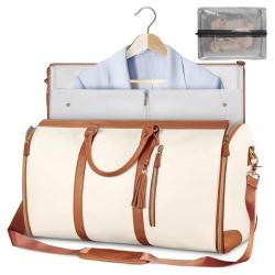 Factory Wholesale Women Carry On Garment Bags Weekend Overnight Duffel Bag Large PU Leather Duffle Bag with Shoes Compartment