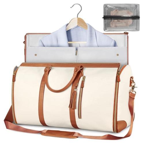 Factory Wholesale Women Carry On Garment Bags Weekend Overnight Duffel Bag Large PU Leather Duffle Bag with Shoes Compartment