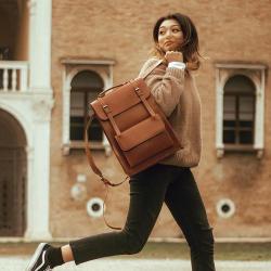 Custom Logo PU Leather Fashion Cover college Bags Backpack PU Waterproof Student Backpack School Bag