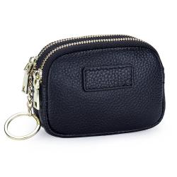 New arrival good quality portable key coin lipstick storage bag leather coin purse mini double-layer zippered coin bag for woman
