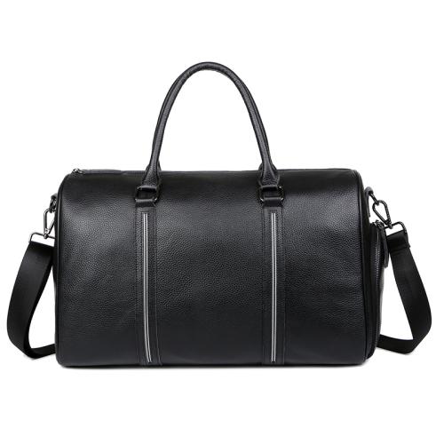 2022 Custom Logo Genuine Leather Luxury Men Handbag Waterproof Fashion Travel Duffel Bags with Shoe Compartment