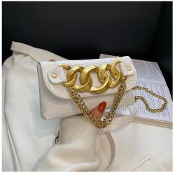 New 2023 Fashion Women's Bag Trend High Texture Crocodile Thick Chain Women's Waist Bag Pu Solid Color Single Shoulder Bag