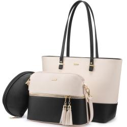 LOVEVOOK Fashion 3 pcs/set New Design PU Leather handbag sets Purse and Handbags 2023 Vintage tote bags women handbags ladies