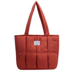 HR442 New Personalized Trend Vertical Stripe Shoulder Bag Fabric Face Simple Women's Bag Filled Cotton Soft Glutinous Tote Bag