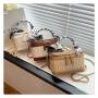 2024 Factory wholesale Box Handbags Young Lady Summer Straw Beach Box bags With Scarf Lady fashion design purses For Ladies