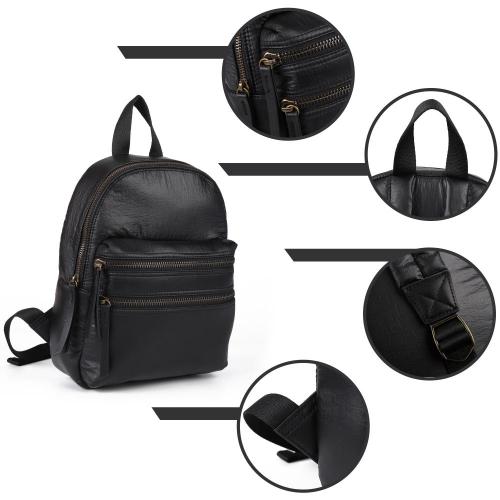 2024 new simple women's fashion bag back large capacity travel retro PU multi-pocket backpack