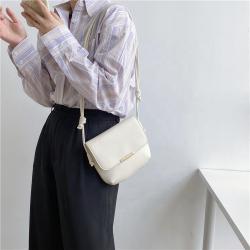 Korea Style New Fashion Trend Cross Bag Solid Color Simple Single Shoulder Bag Pu Retro Flip Small Square Little Black Bag
