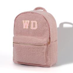 Whole Sale Custom Kids Pink Teddy Velvet Backpack Teddy Bear Bookbag School Bag