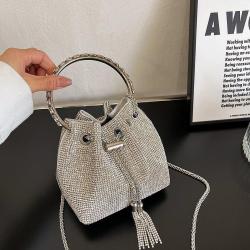 KBW003 New Women Bag Bright Diamond Handbag Fashion Trend Chain Shoulder Bag With Diamond Drawstring Bucket Bag