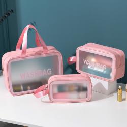 Gelory New Travel TPU Cosmetic Bags Set Women Transparent Clear Zipper Makeup Bags Bath Wash Tote Handbags Case