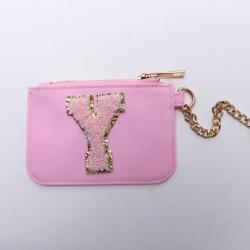 RTS Stock Nylon Portable Mini Personalized Letter Patches Custom Birthday Gift Card Holder Coin Purse Keychain Wallet for Women