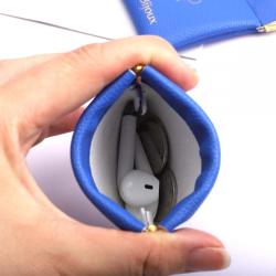 Custom Logo Printing PU Leather Watch Glasses Storage Bag With Close Magnet Reusable Earphone Coin Leather Pouch
