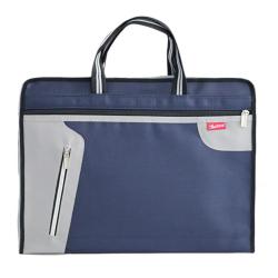 ZR907 Unisex Business Luxury Briefcase Soft Faced Zipper Dark Blue Oxford Office Handbag Laptop Bag Woven Document Custom logo