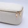 Keymay Custom Private Logo Large Capacity Girls Open Top Mirror Pouch Travel Pouch Corduroy Makeup Bag Cosmetic Bag with Mirror