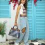 top product fashion ladies bag playful personality women handbag with belt punk jeans tote bag rivet shoulder bag factory 33 cm