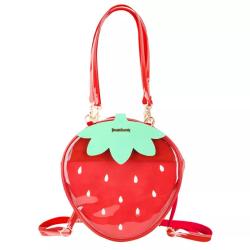 Custom Design Girls Anime Strawberry Clear PVC Plastic Window Shaped Ita Crossbody Bag Ita Hand Bag
