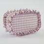 Fashion Design Hot Sale Luxury Convenient Portable Lipstick Case Travel Pouch Toiletry Square Gingham Ruffled Plaid Cosmetic Bag