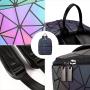 Lovevook geometric pu leather backpacks women Luminous backpack sets for ladies.