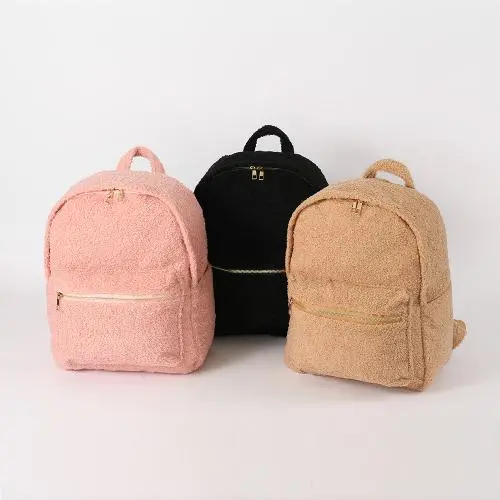 Keymay Manufacturer Back to School Gift Bag Boys Girls Winter Teddy School Bag Sherpa School Backpacks Kids Backpack