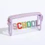 Keymay RTS Personalized Chenille Letter Patches Waterproof Clear Pencil Pouch Makeup Cosmetic Bag Portable Travel Cosmetic Bag