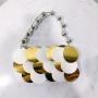 Custom party  big sequins beads chain shoulder bag  Leisure pearl beads round platinum sequins handmade beaded handbag for women