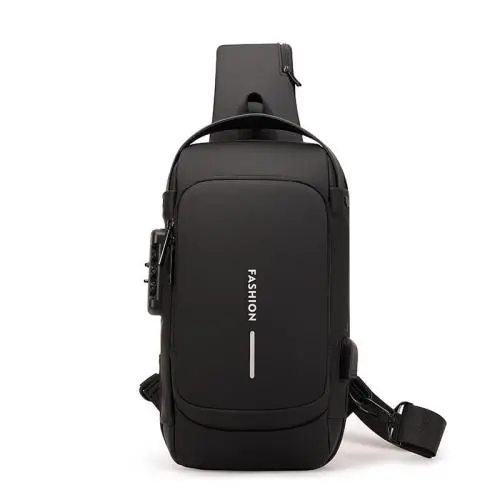 luxury business men multifunction anti-theft usb shoulder bag smell proof crossbody custom design sling chest bag