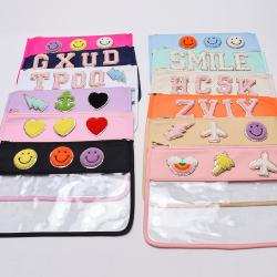 Chenille Patches Snacks Bag Large Clear Flat Pouch Nylon Make-up Bags For Purses Transparent Toiletry Cosmetic Bag
