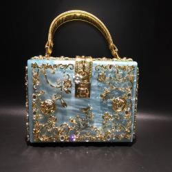Acrylic dinner bag empty metal carved drilling handbag Bing shoulder oblique back lady bag purses and handbags 2023