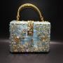 Acrylic dinner bag empty metal carved drilling handbag Bing shoulder oblique back lady bag purses and handbags 2023