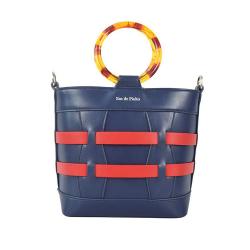 Luxury Design Retro Style Hand Bags For Women Handbags Ladies Color-matches Bucket Purses With Acrylic Handle Ring