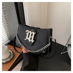 Simple fashion design solid color women's bag 2024 summer new chain sling cross shoulder bag