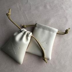 Black PU Leather Drawstring Pouch