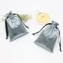 Custom Logo Printed Luxury Gray Satin Pouch Eco-Friendly Drawstring Gift Bag Hair Silk Jewelry Perfume-Customizable Cosmetic