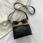 New 2023 Retro Trend Women's Bag Personalized Fashion Pu Chain Solid Color Bucket Bag Versatile High-grade Texture Shoulder Bag