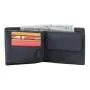 Eco vegan leather trifold wallet slim rfid men's wallet in horizontal with coin compartment and 2 mesh id pocket